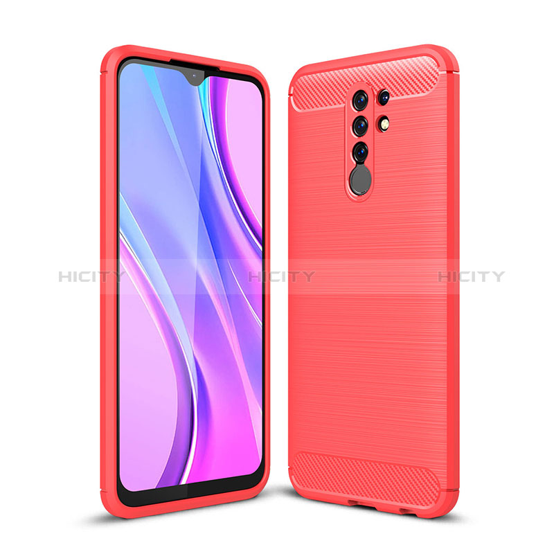 Xiaomi Redmi 9 Prime India用シリコンケース ソフトタッチラバー ライン カバー WL1 Xiaomi レッド