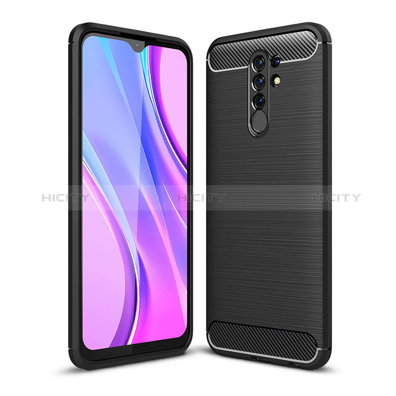 Xiaomi Redmi 9 Prime India用シリコンケース ソフトタッチラバー ライン カバー WL1 Xiaomi ブラック