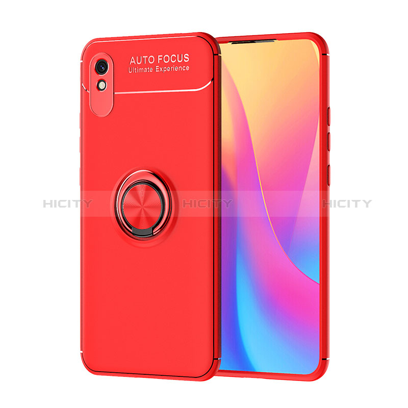 Xiaomi Redmi 9A用極薄ソフトケース シリコンケース 耐衝撃 全面保護 アンド指輪 マグネット式 バンパー SD1 Xiaomi レッド