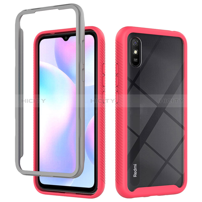 Xiaomi Redmi 9A用360度 フルカバー ハイブリットバンパーケース クリア透明 プラスチック カバー ZJ4 Xiaomi レッド