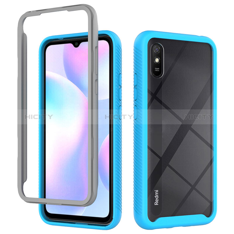 Xiaomi Redmi 9A用360度 フルカバー ハイブリットバンパーケース クリア透明 プラスチック カバー ZJ4 Xiaomi ブルー