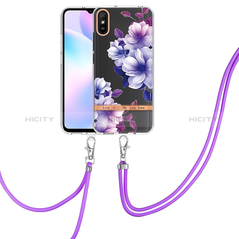 Xiaomi Redmi 9AT用シリコンケース ソフトタッチラバー バタフライ パターン カバー 携帯ストラップ Y06B Xiaomi 