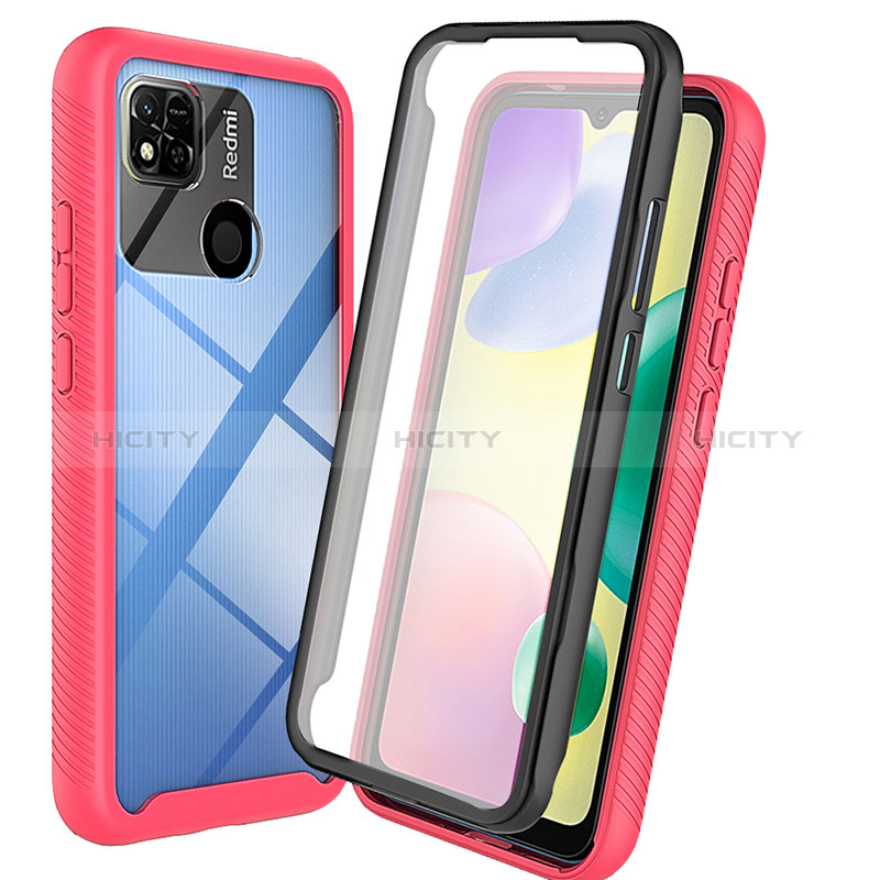 Xiaomi Redmi 9C用360度 フルカバー ハイブリットバンパーケース クリア透明 プラスチック カバー ZJ3 Xiaomi ローズレッド