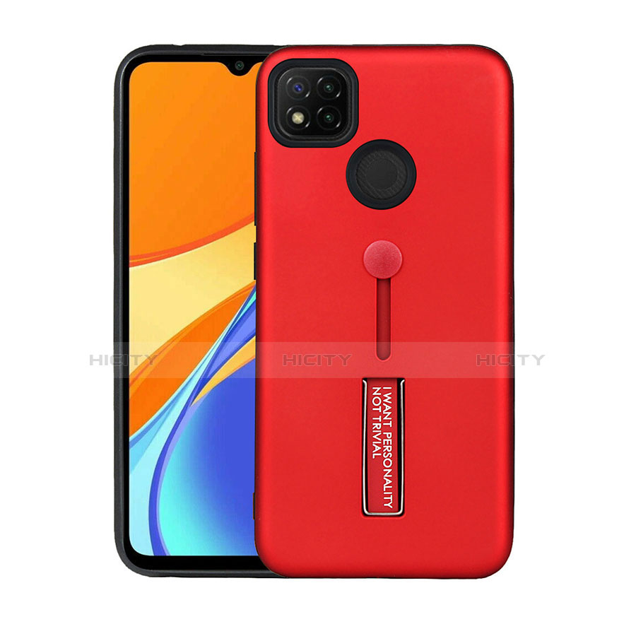 Xiaomi Redmi 9C NFC用ハイブリットバンパーケース スタンド プラスチック 兼シリコーン カバー A03 Xiaomi レッド