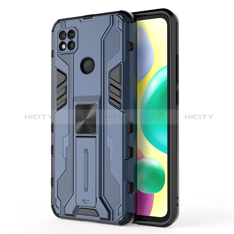 Xiaomi Redmi 9C NFC用ハイブリットバンパーケース スタンド プラスチック 兼シリコーン カバー マグネット式 KC2 Xiaomi ネイビー