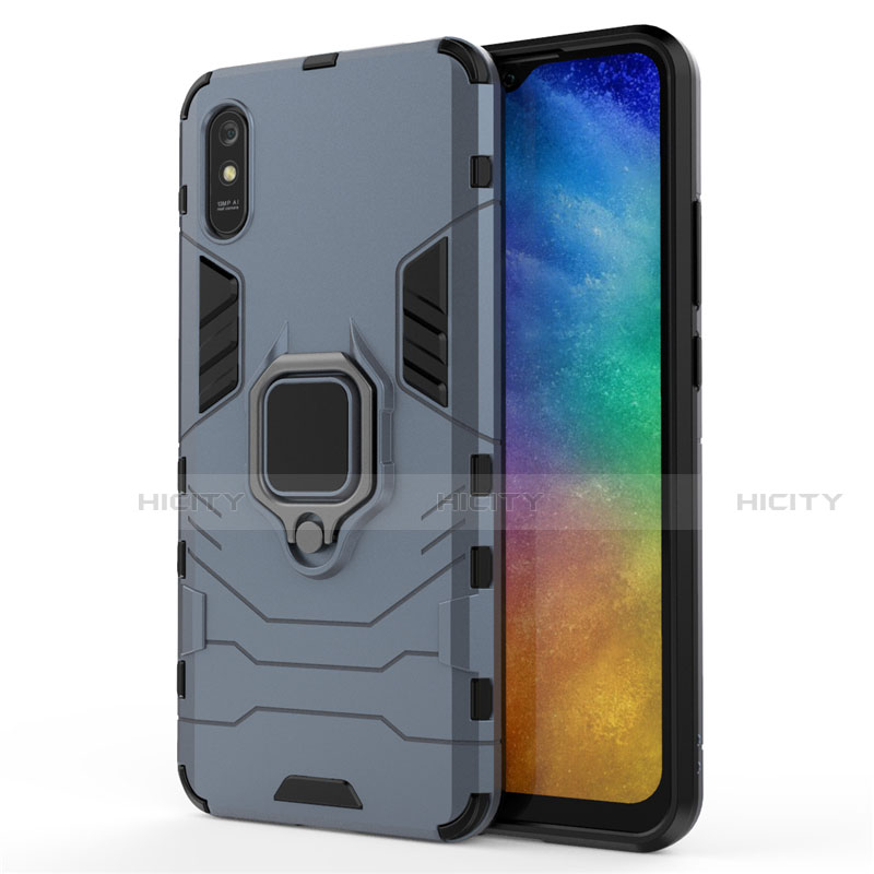 Xiaomi Redmi 9i用ハイブリットバンパーケース プラスチック アンド指輪 マグネット式 R01 Xiaomi ネイビー