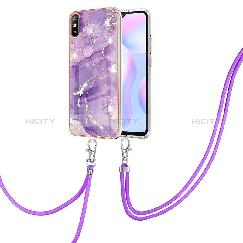 Xiaomi Redmi 9i用シリコンケース ソフトタッチラバー バタフライ パターン カバー 携帯ストラップ Y05B Xiaomi 