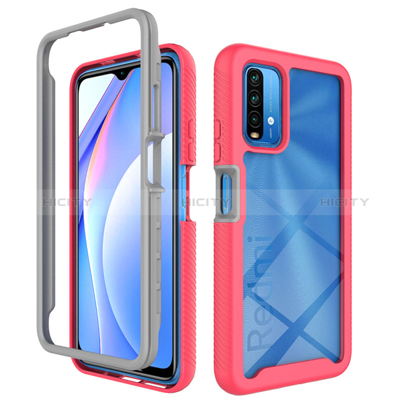 Xiaomi Redmi 9T 4G用360度 フルカバー ハイブリットバンパーケース クリア透明 プラスチック カバー ZJ4 Xiaomi ローズレッド