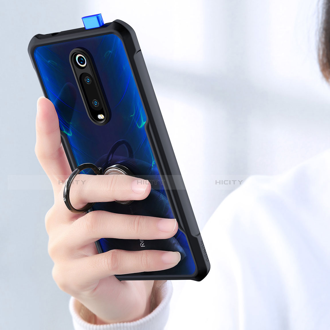 Xiaomi Redmi K20用360度 フルカバーハイブリットバンパーケース クリア透明 プラスチック 鏡面 アンド指輪 マグネット式 T01 Xiaomi 