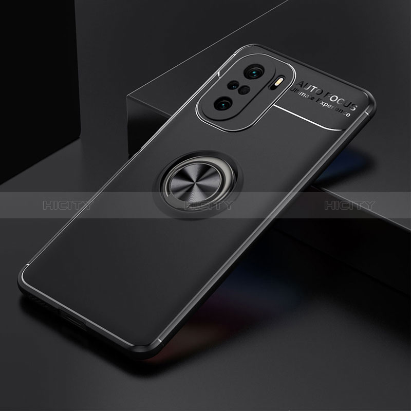 Xiaomi Redmi K40 Pro+ Plus 5G用極薄ソフトケース シリコンケース 耐衝撃 全面保護 アンド指輪 マグネット式 バンパー SD2 Xiaomi ブラック