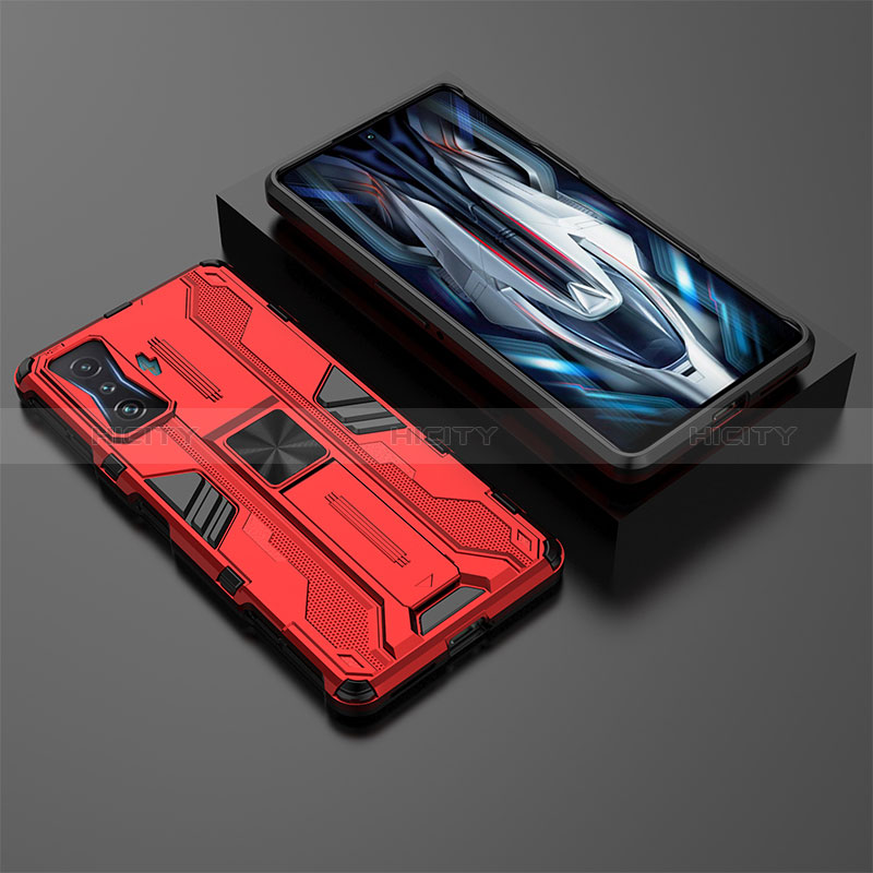 Xiaomi Redmi K50 Gaming AMG F1 5G用ハイブリットバンパーケース スタンド プラスチック 兼シリコーン カバー マグネット式 KC2 Xiaomi レッド