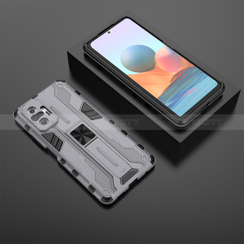 Xiaomi Redmi Note 10 Pro 4G用ハイブリットバンパーケース スタンド プラスチック 兼シリコーン カバー マグネット式 KC1 Xiaomi 