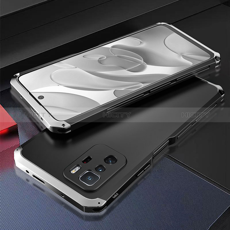Xiaomi Redmi Note 10 Pro 5G用360度 フルカバー ケース 高級感 手触り良い アルミメタル 製の金属製 Xiaomi シルバー・ブラック