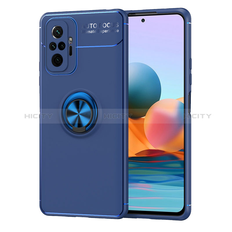 Xiaomi Redmi Note 10 Pro Max用極薄ソフトケース シリコンケース 耐衝撃 全面保護 アンド指輪 マグネット式 バンパー SD1 Xiaomi ネイビー