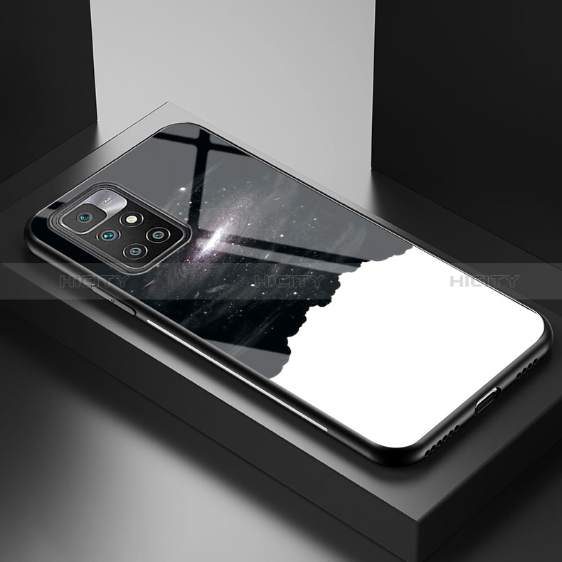 Xiaomi Redmi Note 11 4G (2021)用ハイブリットバンパーケース プラスチック パターン 鏡面 カバー LS1 Xiaomi ブラック