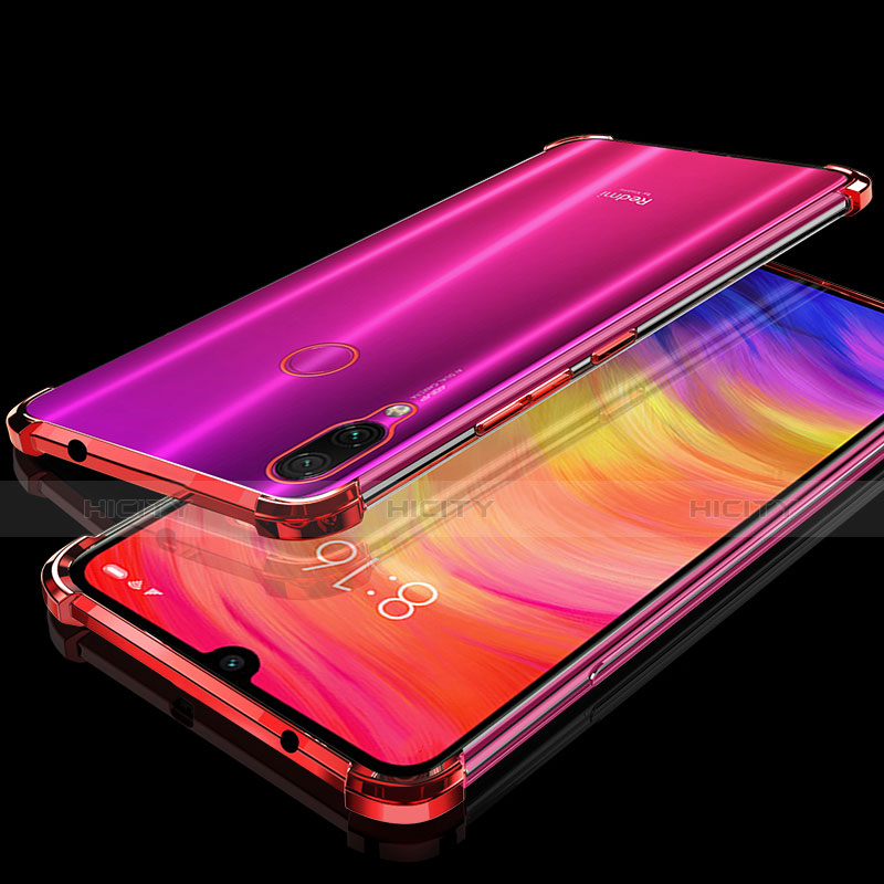 Xiaomi Redmi Note 7用極薄ソフトケース シリコンケース 耐衝撃 全面保護 クリア透明 H01 Xiaomi レッド