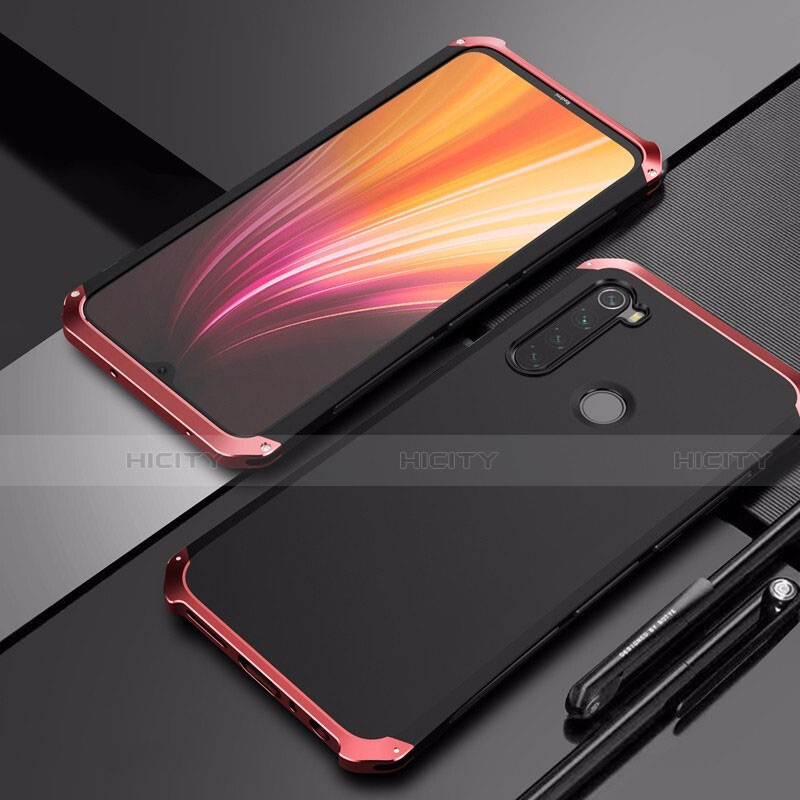 Xiaomi Redmi Note 8 (2021)用ケース 高級感 手触り良い アルミメタル 製の金属製 カバー Xiaomi レッド・ブラック