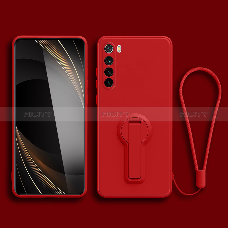 Xiaomi Redmi Note 8 (2021)用極薄ソフトケース シリコンケース 耐衝撃 全面保護 スタンド バンパー Xiaomi レッド