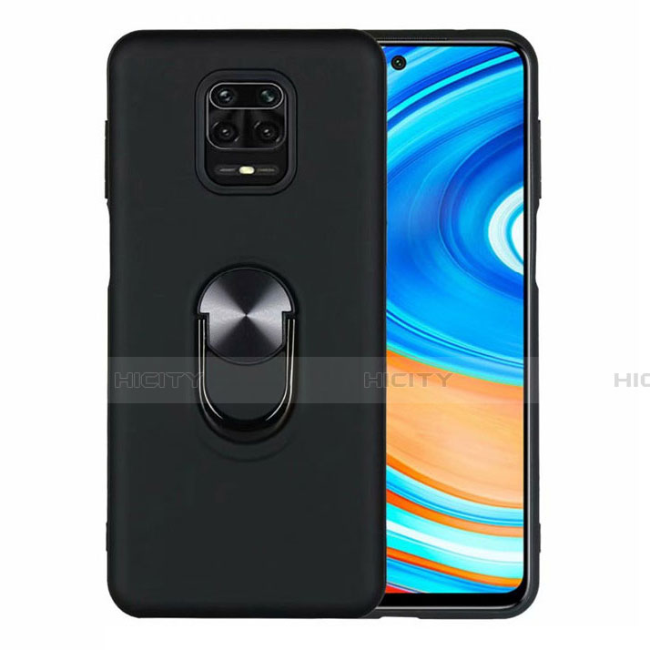 Xiaomi Redmi Note 9 Pro用極薄ソフトケース シリコンケース 耐衝撃 全面保護 アンド指輪 マグネット式 バンパー T01 Xiaomi ブラック