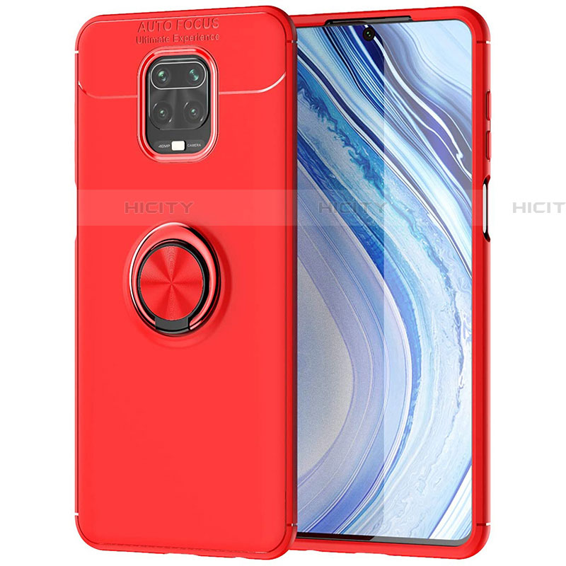 Xiaomi Redmi Note 9S用極薄ソフトケース シリコンケース 耐衝撃 全面保護 アンド指輪 マグネット式 バンパー Xiaomi レッド